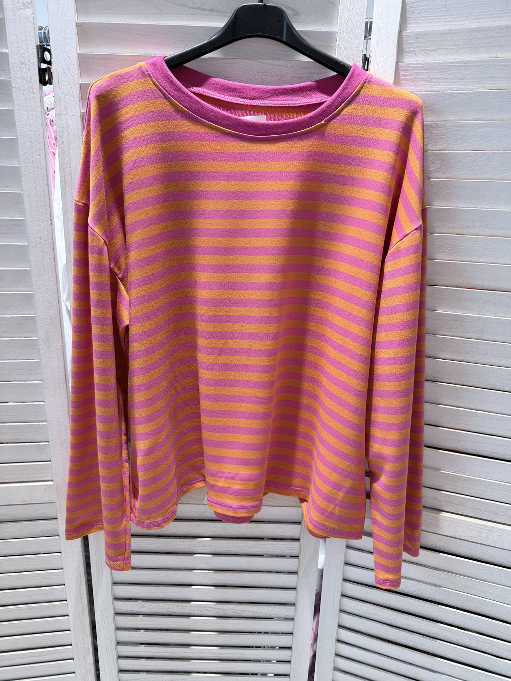 Oranje gestreepte dames trui – oversized