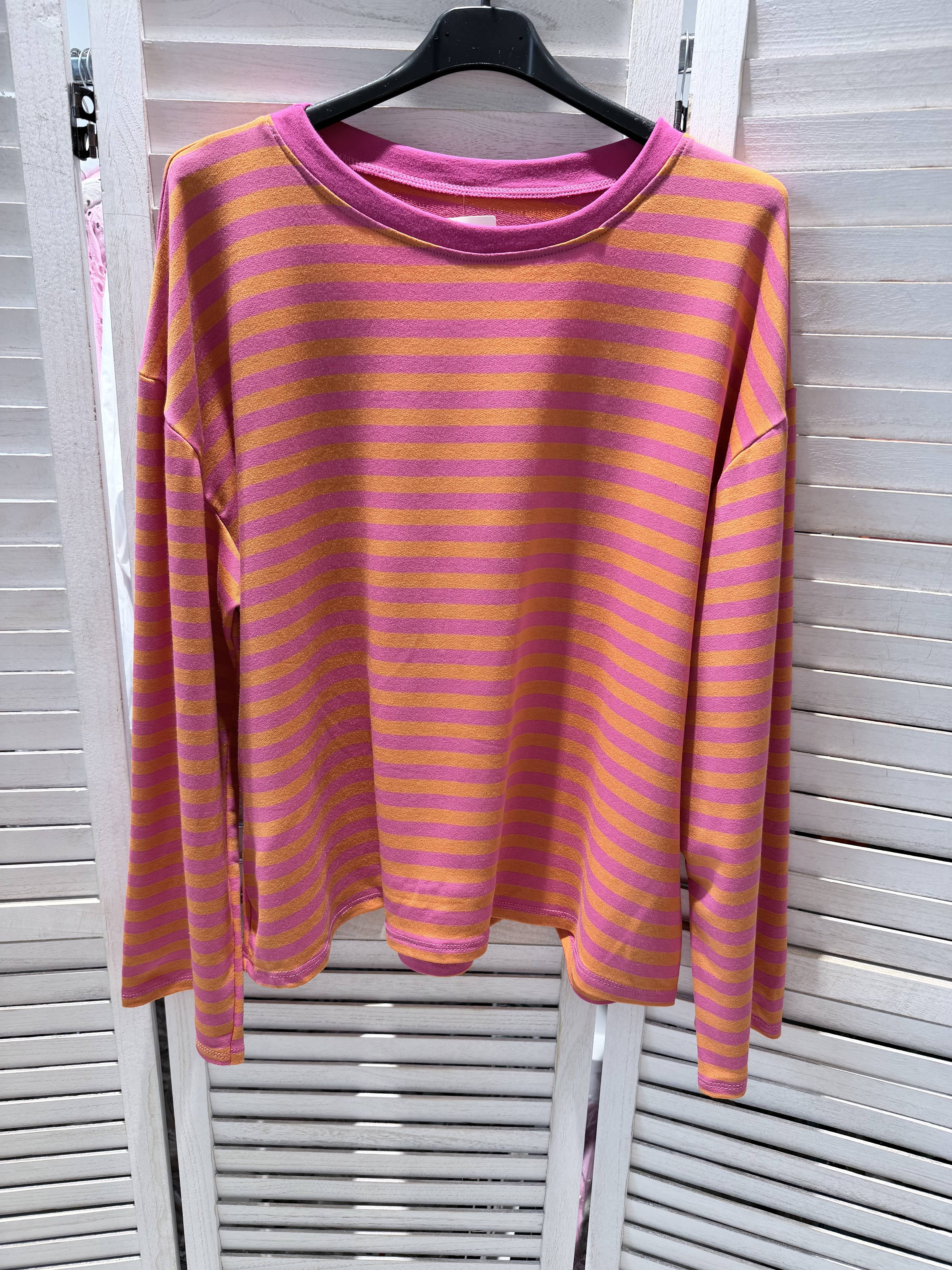 Oranje gestreepte dames trui – oversized