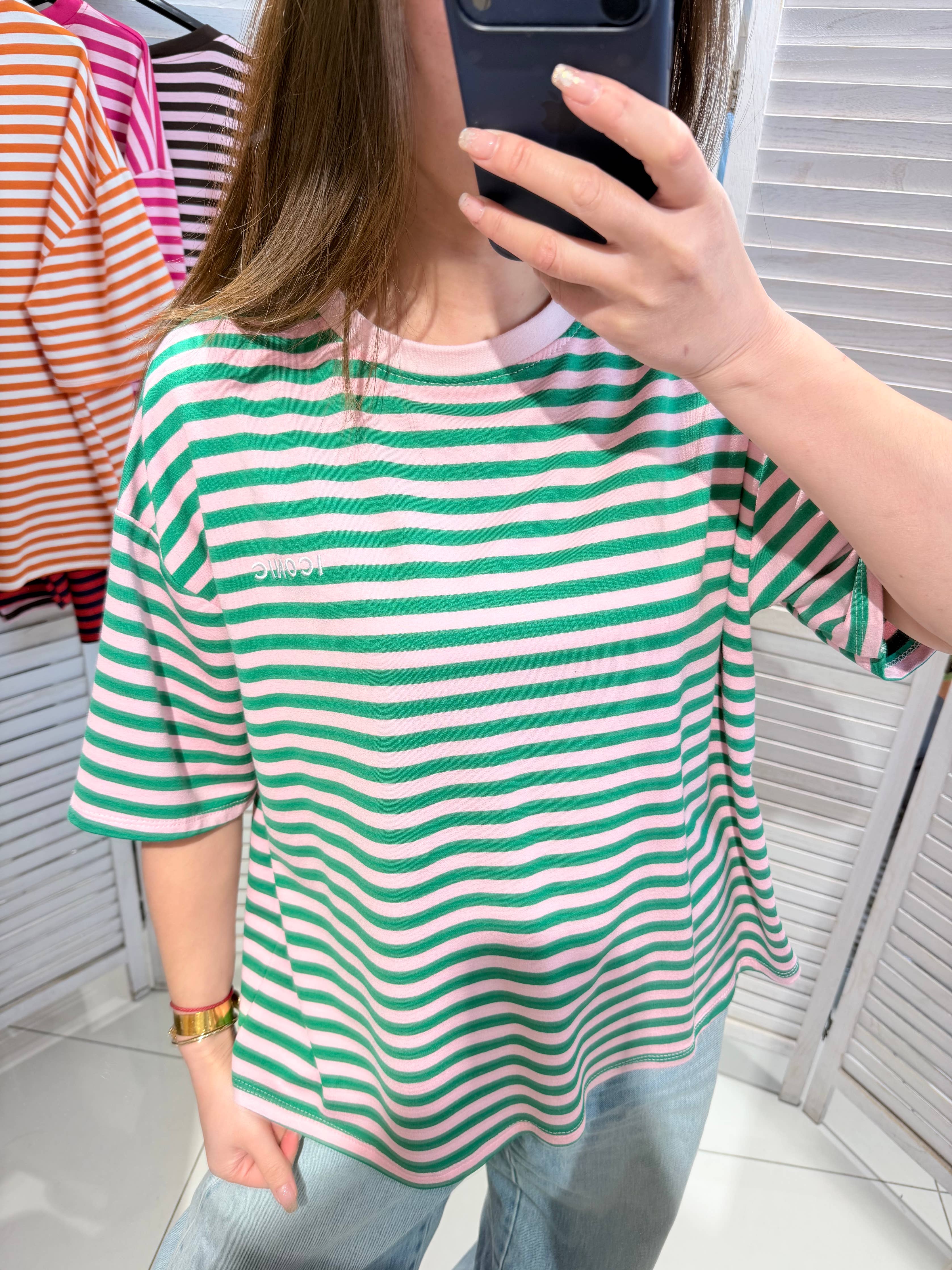 Gestreept T-shirt Groen