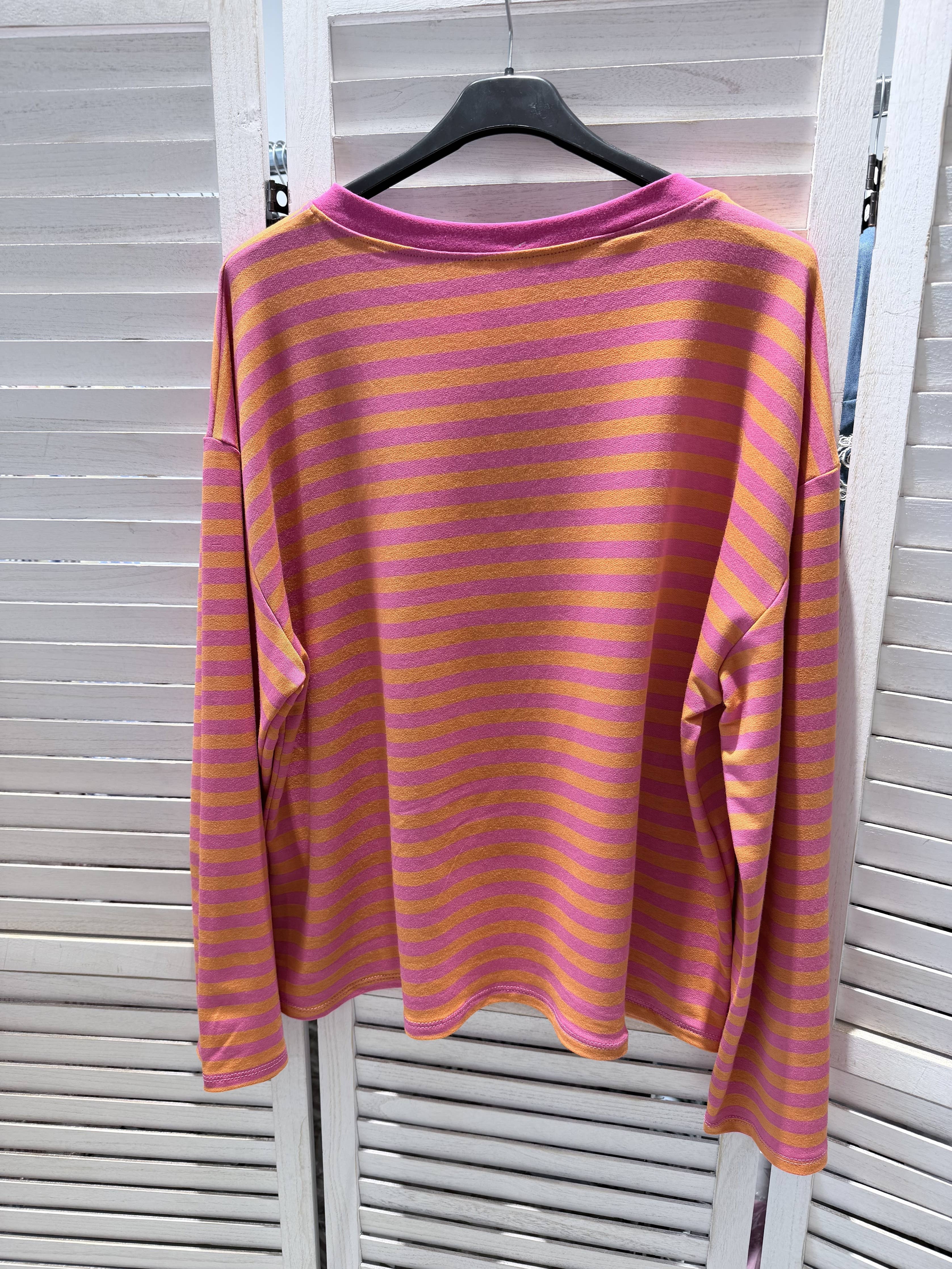Oranje gestreepte dames trui – oversized