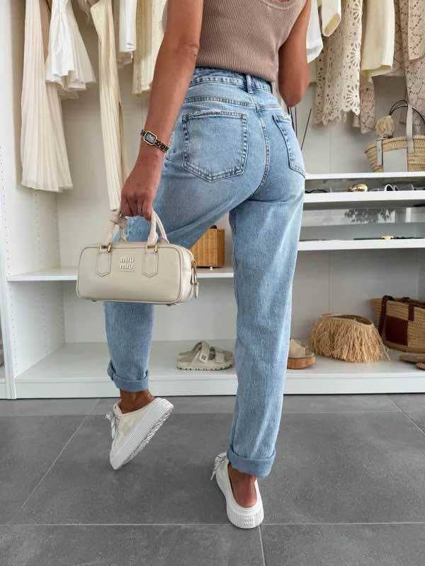 High waist balloon-fit jeans met stretch