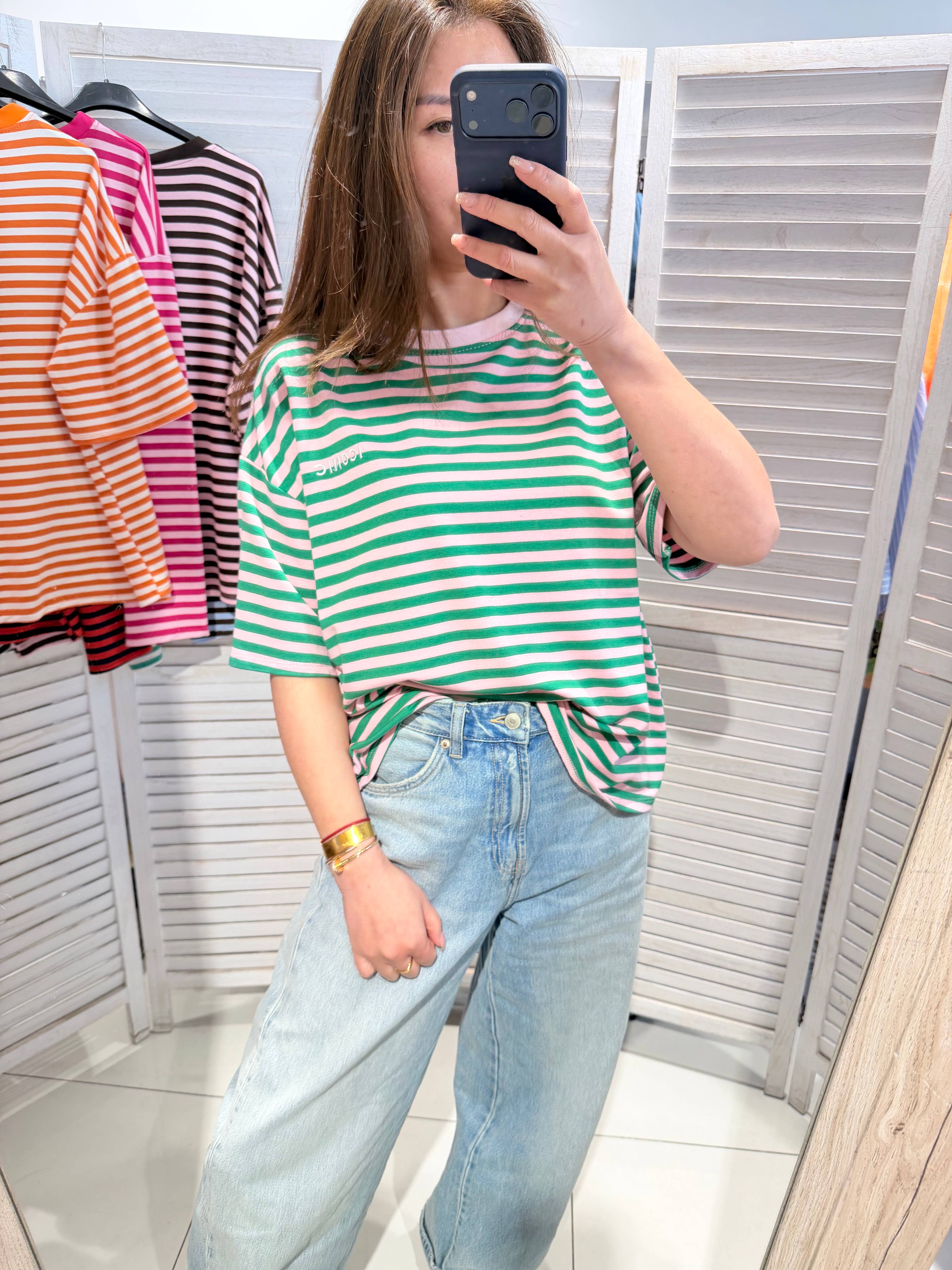 Gestreept T-shirt Groen